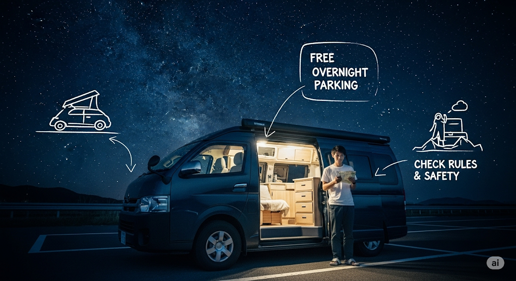 車中泊を無料で！スポットの探し方と注意点