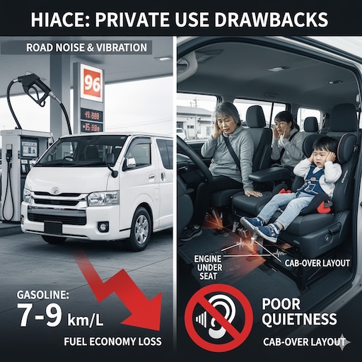 自家用としてのデメリット:燃費と静粛性